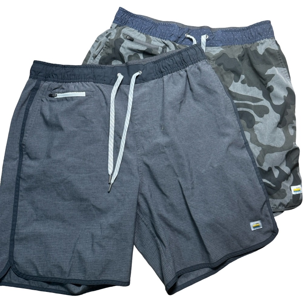 Vuori V330 Banks Hybrid Shorts Men's Large Lot of 2 Camo & Blue Heather - Picture 1 of 8